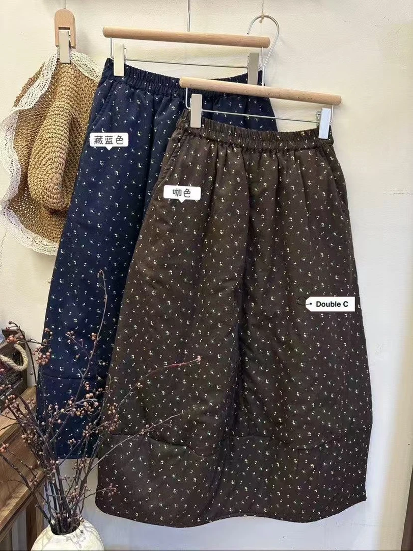 叨叨推荐款#CHAI#97516#碎花加棉半裙（冬季新款）FL