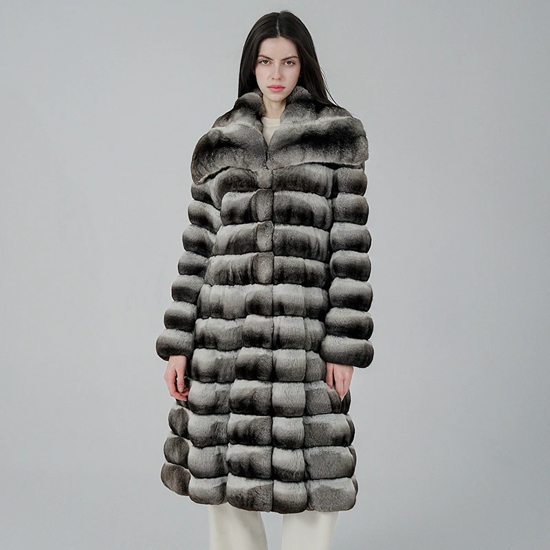 THE LOLO CCA5780 欧洲进口青紫蓝时髦大翻领原色长款气质大衣