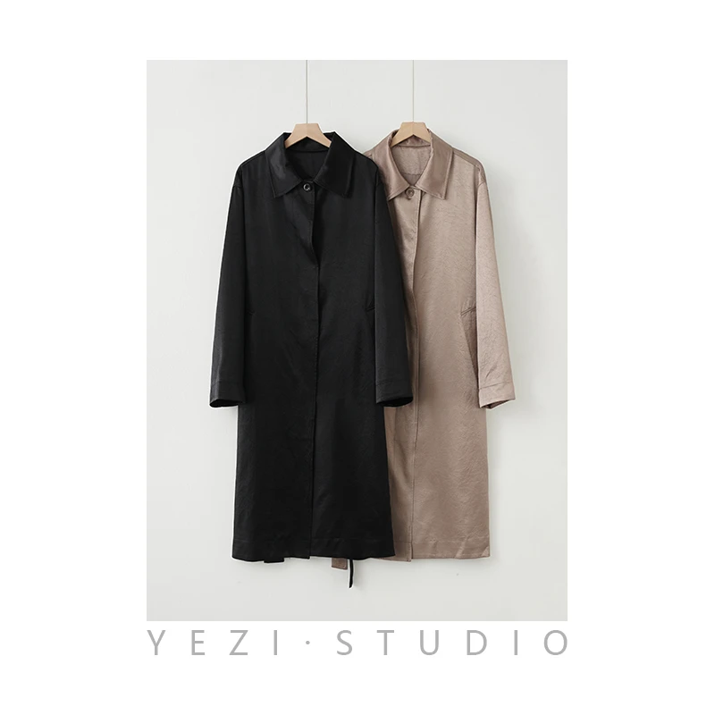 醋酸·特殊肌理气质解构长款风衣24110105