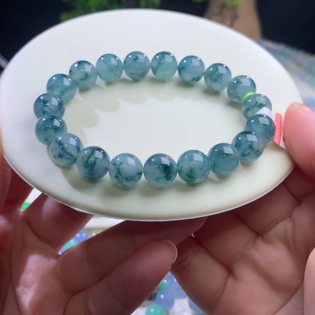 未镶嵌手串翡翠水墨蓝花色卡10