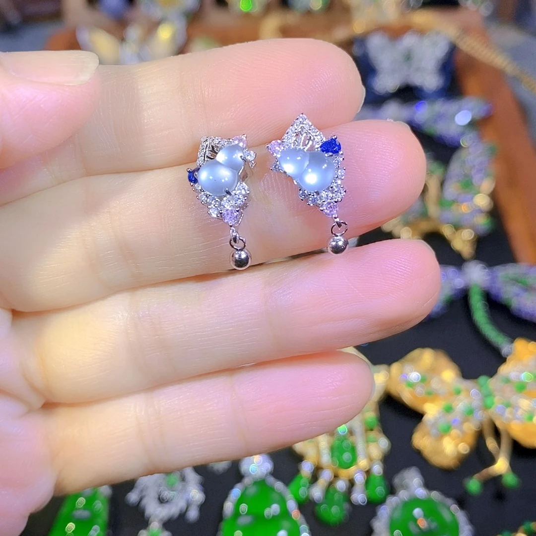 吊坠(不含链)银S925镶嵌翡翠