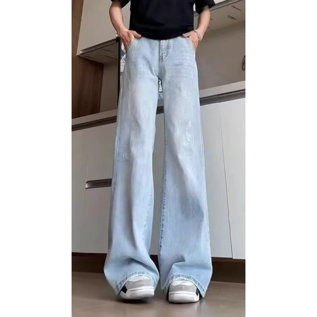 【直播链接】微瑕爆款夏季宽松热门直筒阔腿微喇时尚设计感牛仔裤