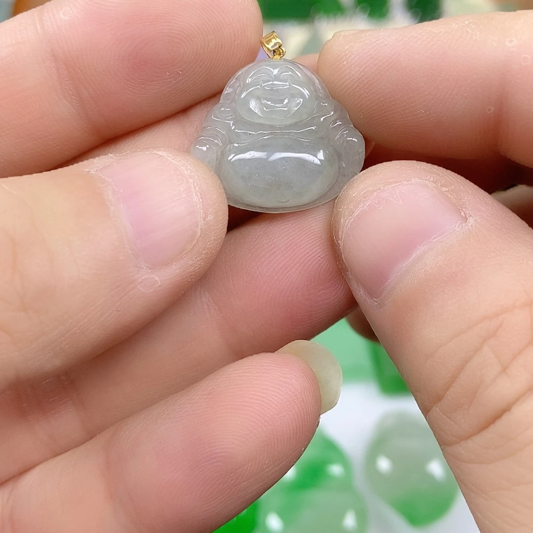 翡翠18K金镶嵌颈饰佛公