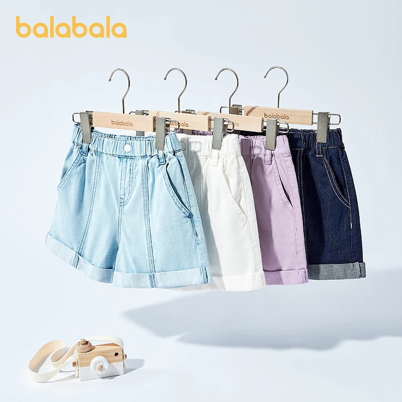 巴拉巴拉儿童牛仔短裤夏季薄款中大童女童甜美透气舒适时尚休闲潮