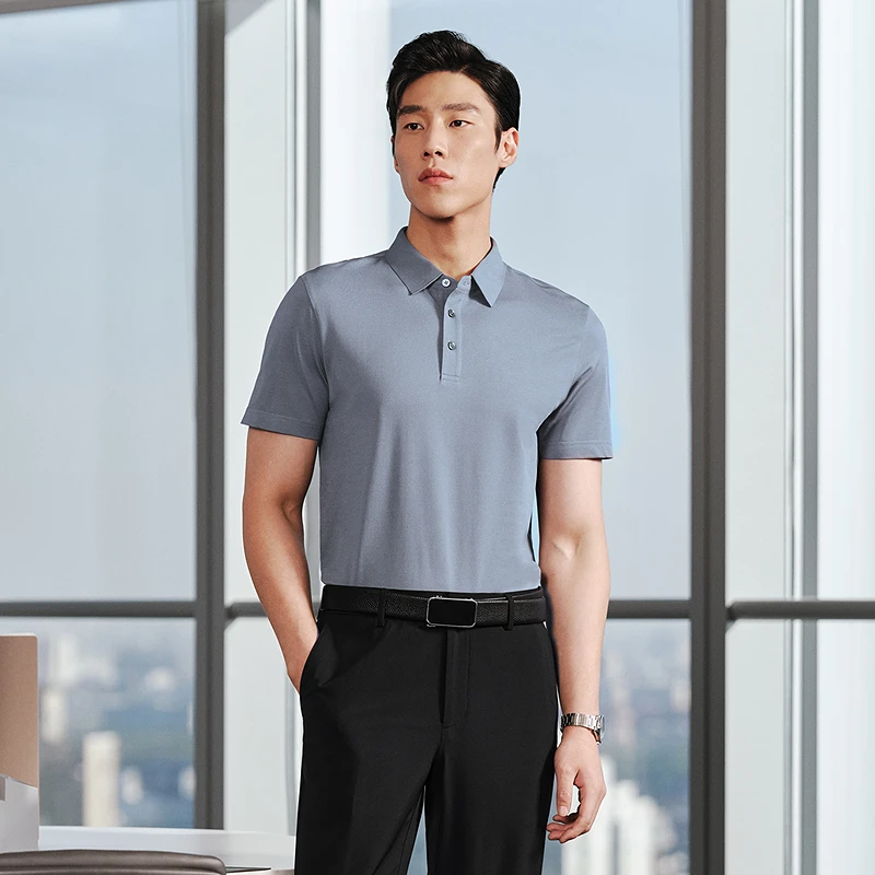 【可机洗桑蚕丝+羊毛】雅戈尔夏季新款男士短袖翻领POLO衫513118