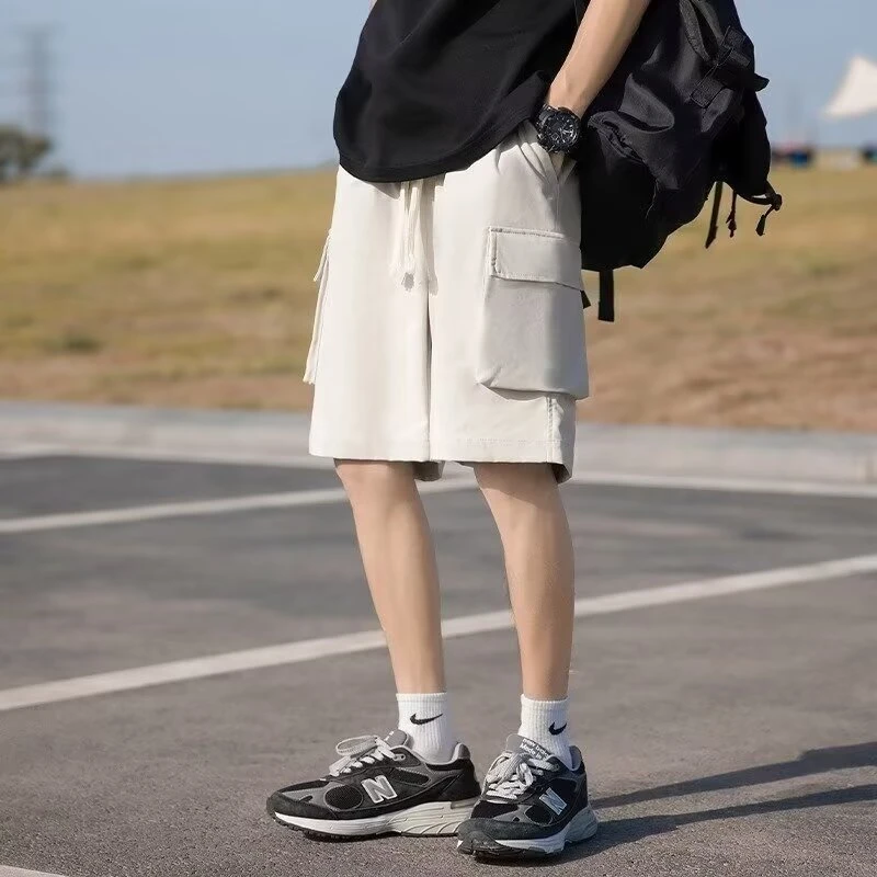短裤男士夏季冰丝薄款外穿裤子潮牌休闲运动宽松百搭沙滩五分裤男