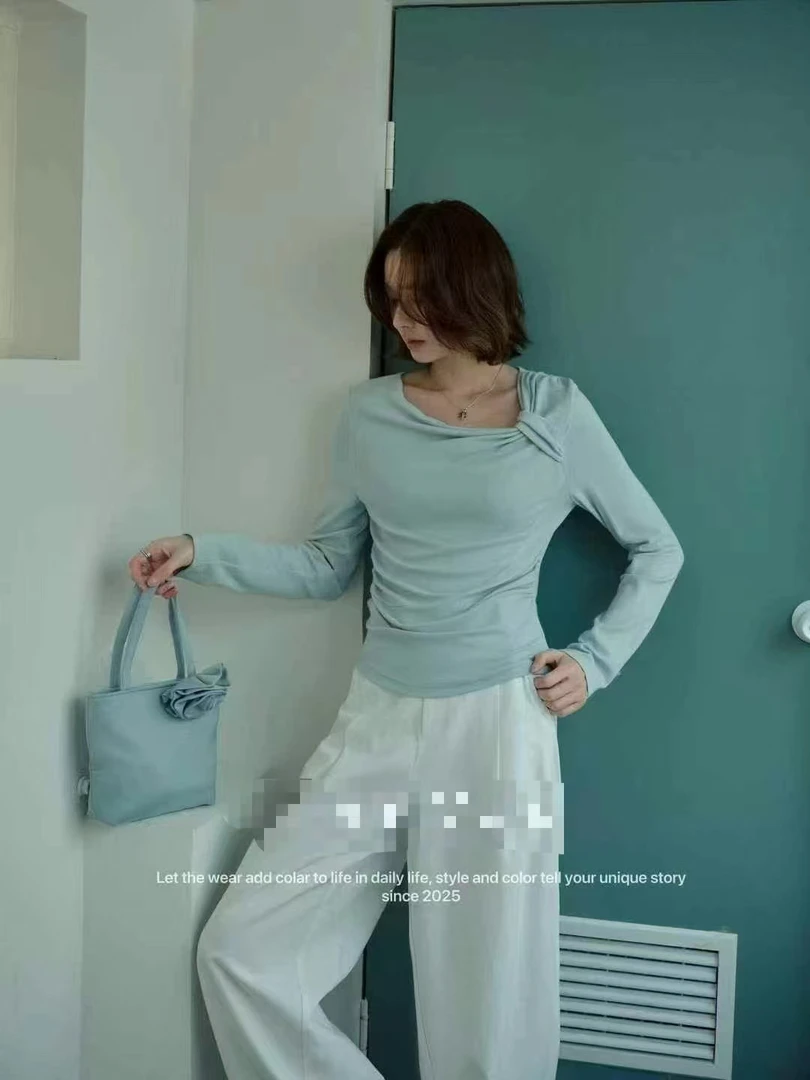 邹先森789-30抽褶长袖不规则休闲设计感打底