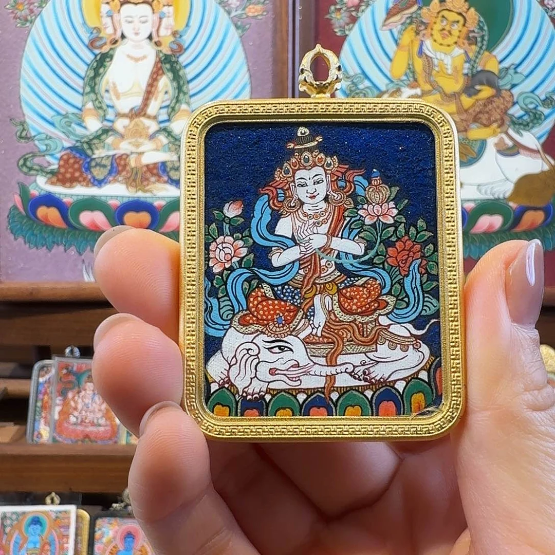 吊坠唐卡纯手绘 普贤