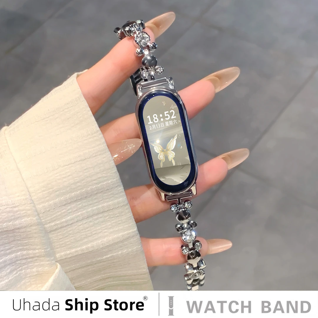 uhada适用小米手环10表带时尚金属新款可爱鼠智能小米手环9表带运