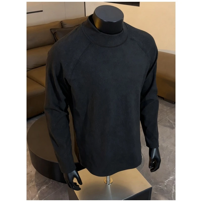 加肥大码300斤厚款德绒打底衫男装秋冬健身运动内搭半高领长袖T恤