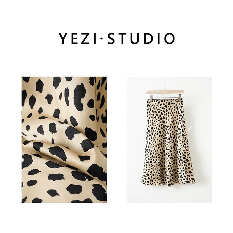 【凡尔赛】19姆米素绉缎100%桑蚕.丝法式豹纹半裙23221122-2/11