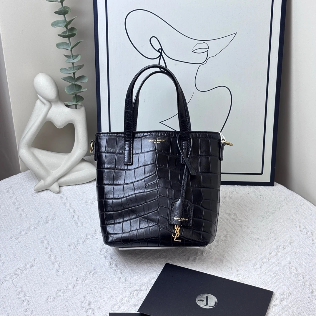 95新 YSL/圣罗兰 鳄皮托特黑色 23年/JWX5671