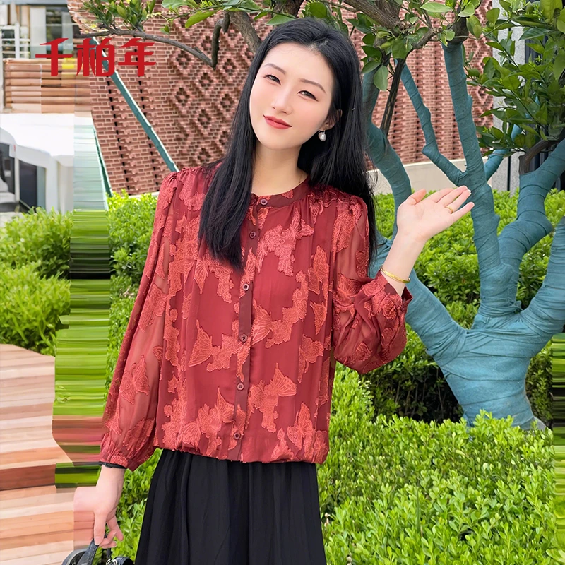 千柏年【复古氛围感爆棚的蝴蝶衬衫】气质百搭-C2328