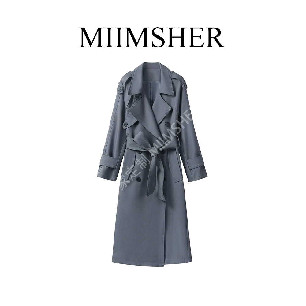 暗灰格调韩系嵿奢级英伦复古休闲高级感风衣长款衣女外套MS241905