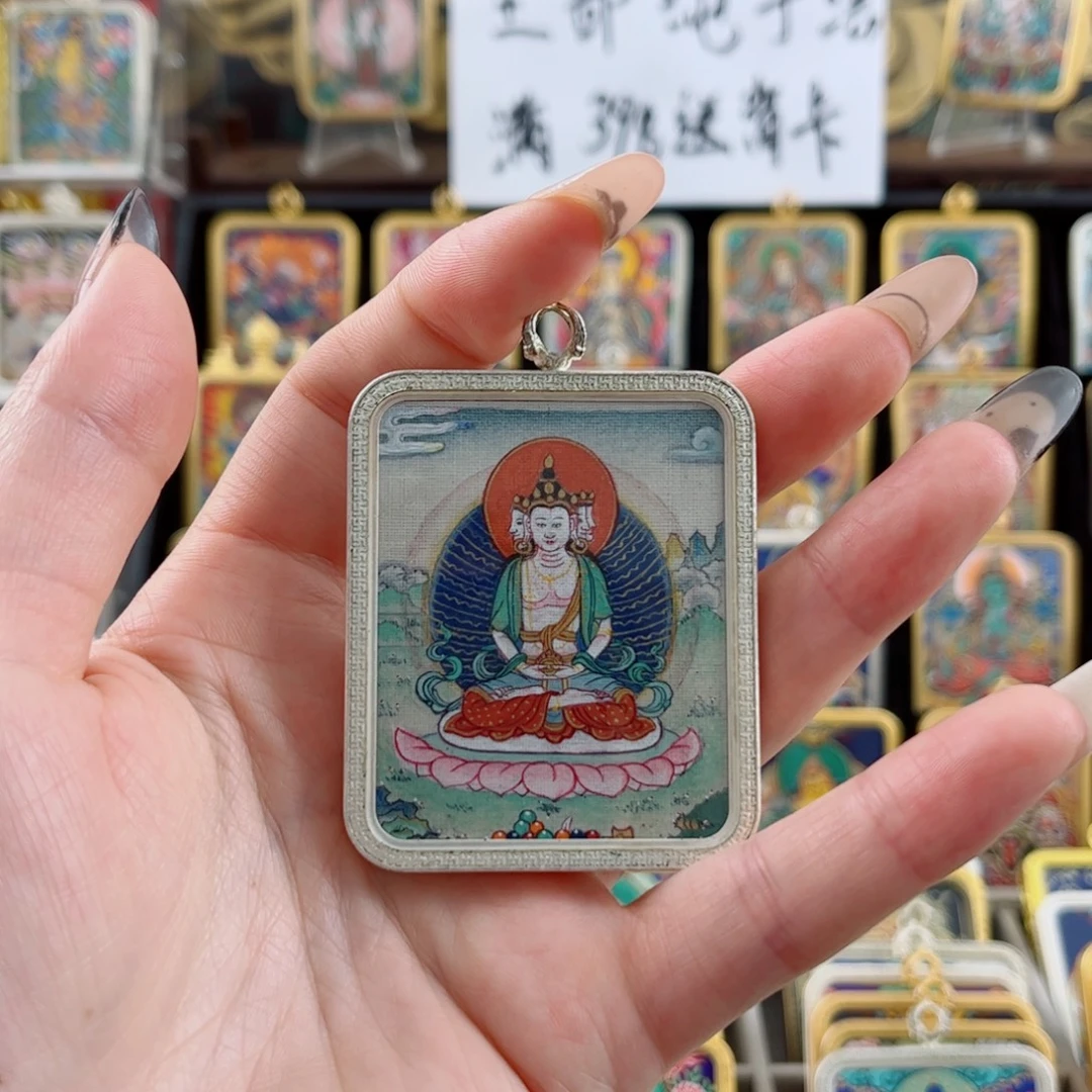 吊坠大日藏卡 纯手绘唐卡