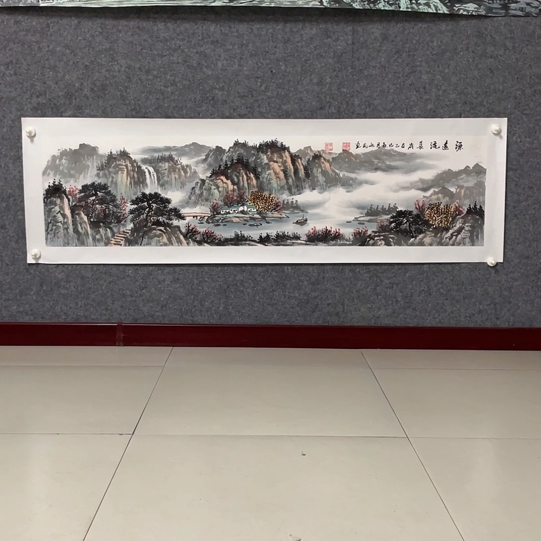 国画四尺对开138.35画芯 捡漏