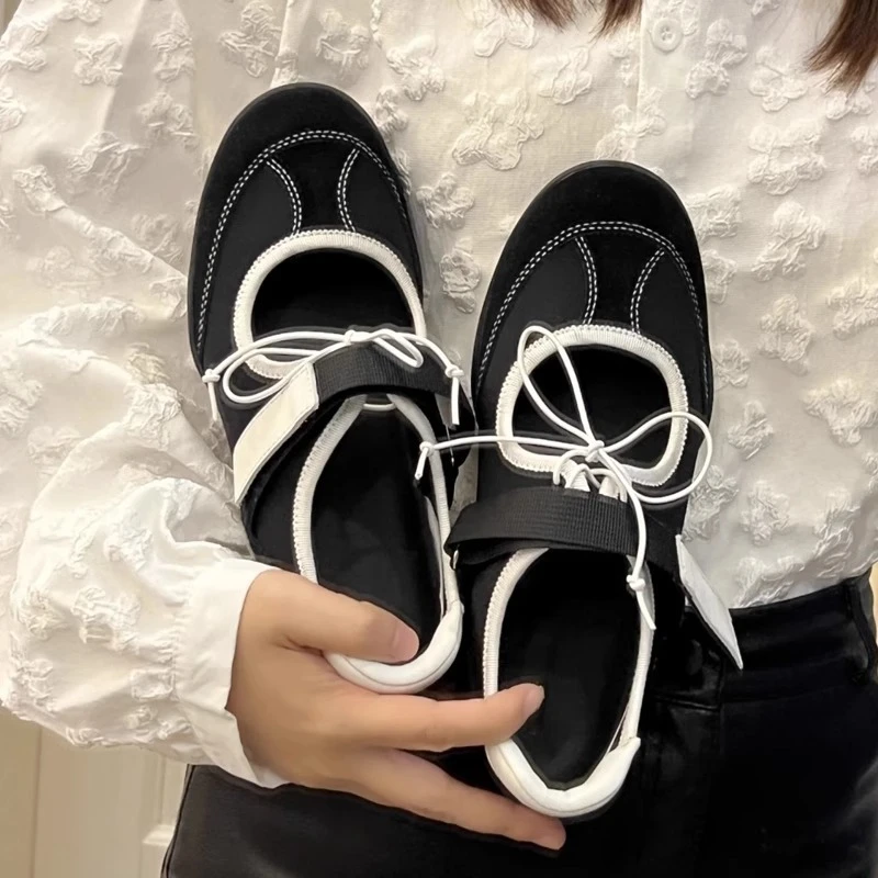 运动芭蕾舞鞋女2025年夏季新款魔术贴浅口玛丽珍鞋女休闲软底单鞋