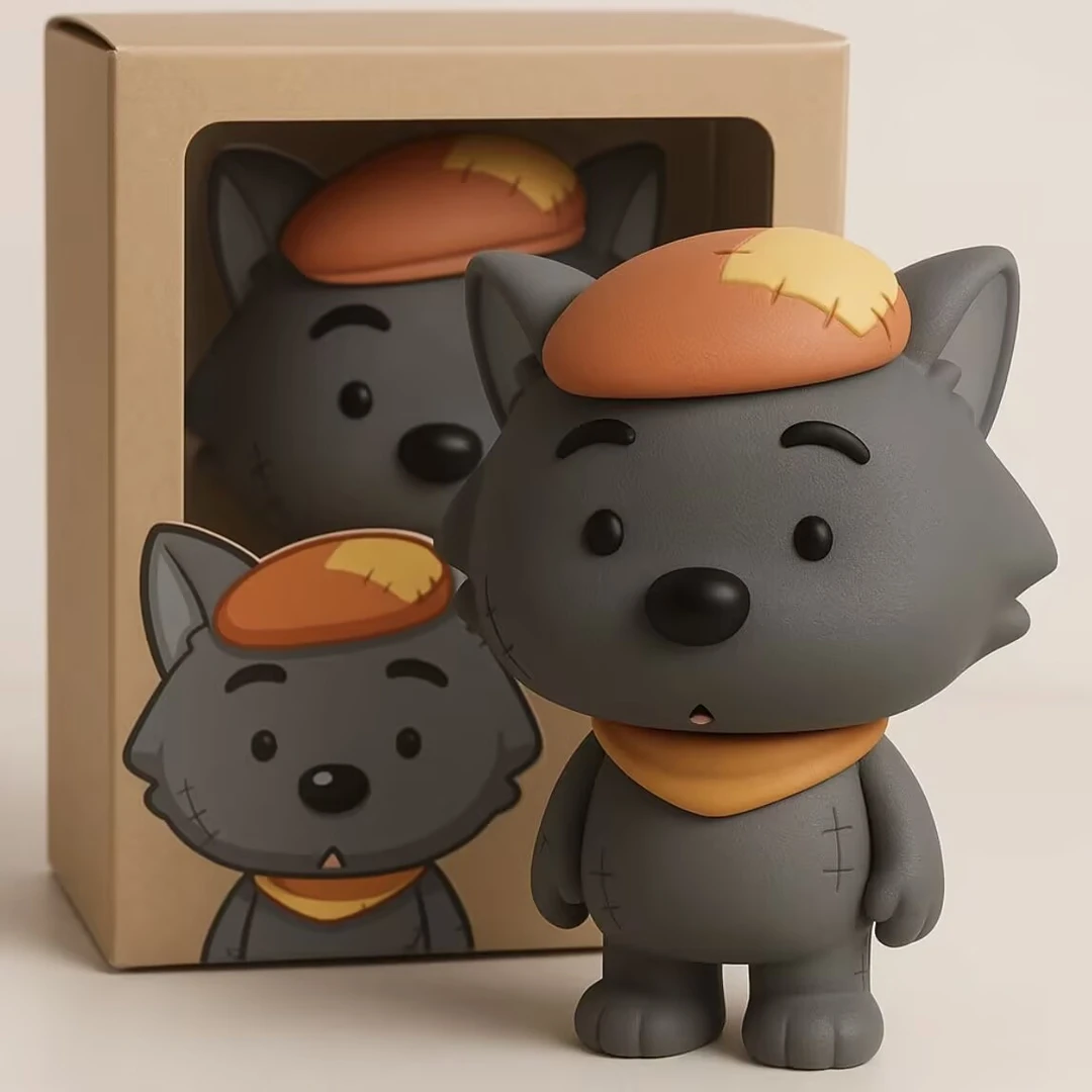 呆呆灰太狼手办公仔灰太狼桌面摆件可爱创意玩偶装饰礼物卡通玩偶