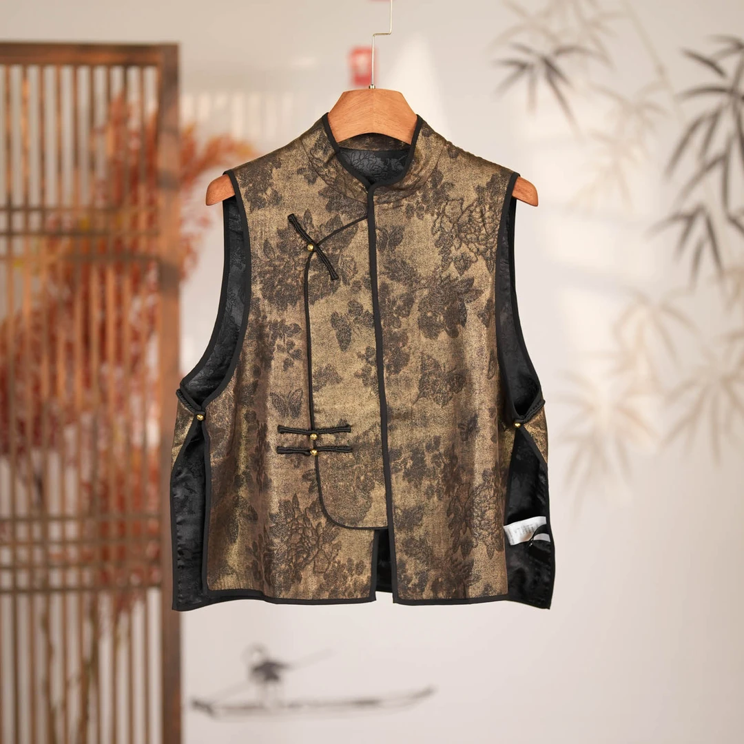 【金蝶】YS1035C 新中式复古百搭黑金马甲