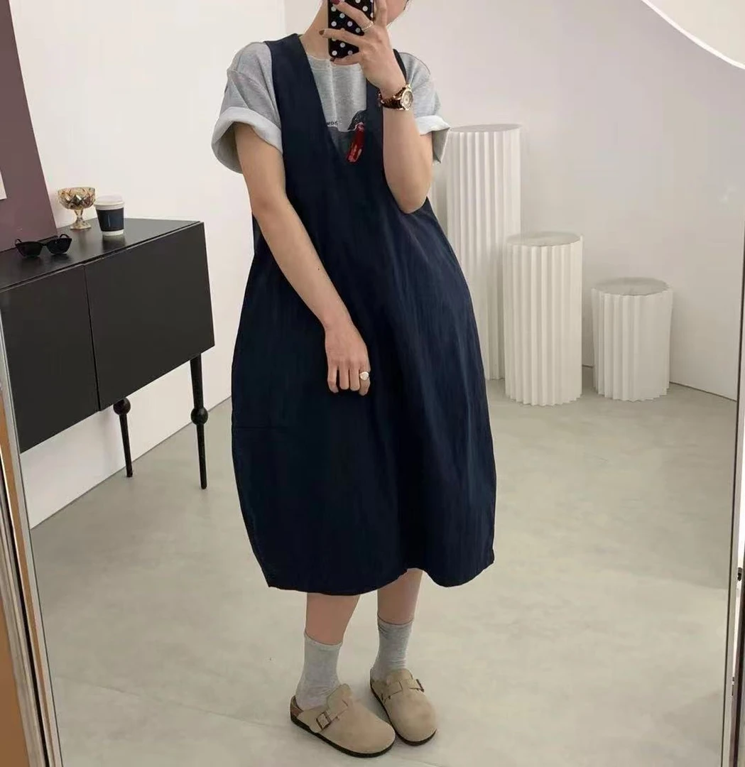 FUJIA STYLE新款韩版气质无袖纯色简约连衣裙BQ020A1