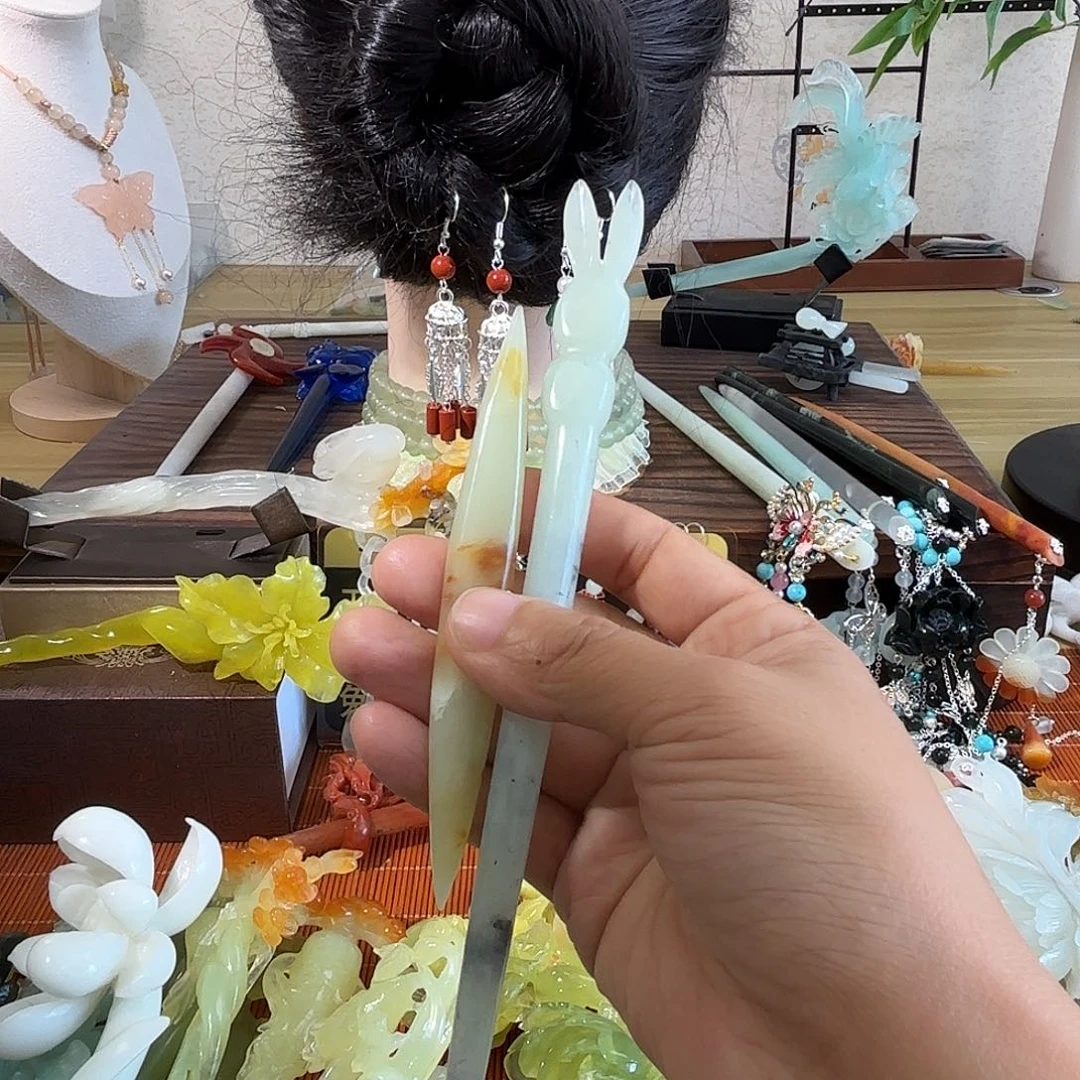 蛇纹石玉合金发饰
