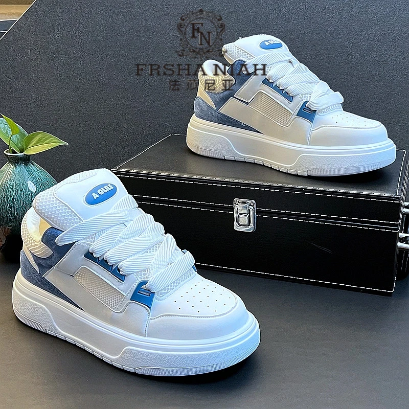 法莎尼亚白色休闲鞋男透气小白鞋潮流板鞋简约百搭休闲鞋男老爹鞋