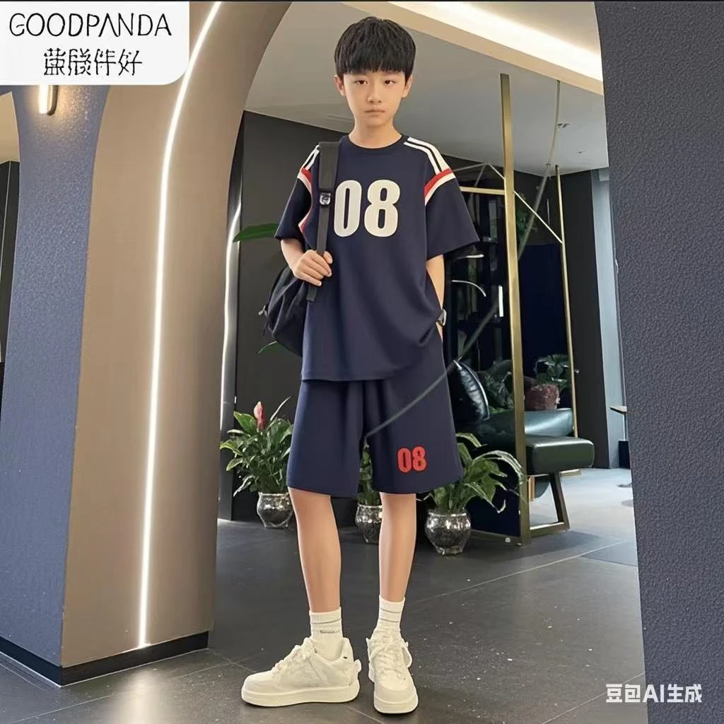 男生背心套装2025夏季中大童夏装无袖套装青少年网红两件套衣服