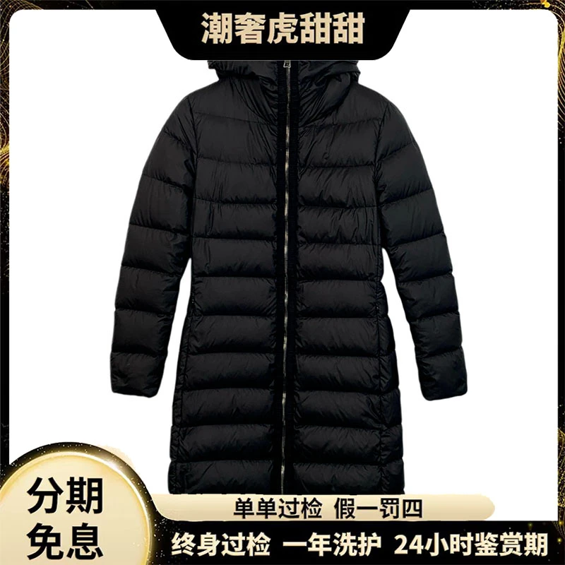 95新 MONCLER H12219 黑色连帽绗缝羽绒服拉链外套0 XS码 潮奢虎