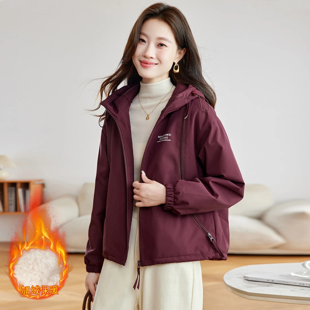 安可拉红加绒加厚派克棉服外套女秋冬2025新款小个子棉衣短款棉袄