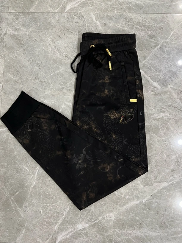 夏季新款高端欧货男士修身显瘦气质百搭黑色刺绣运动休闲裤