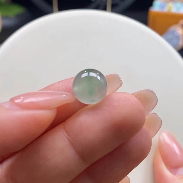 翡翠吊坠(不含链)未镶嵌翡翠冰茶飘色圆珠