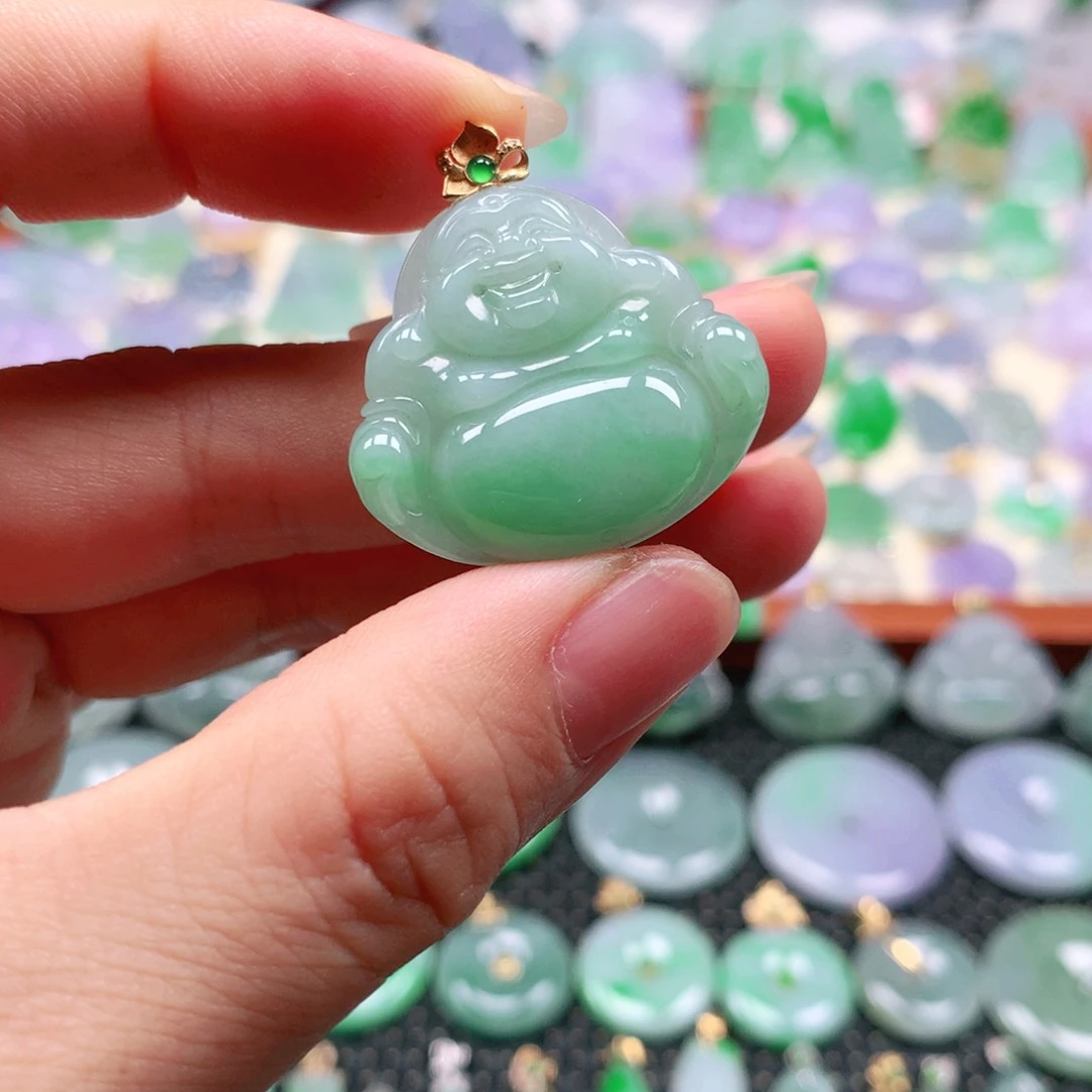 翡翠18K金镶嵌吊坠(不含链)