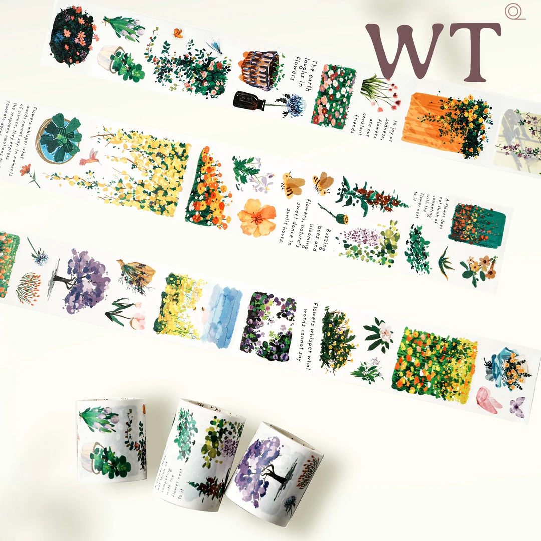 WT原创胶带 万花园 春日氛围花朵手帐小元素模切和纸胶带达人同款