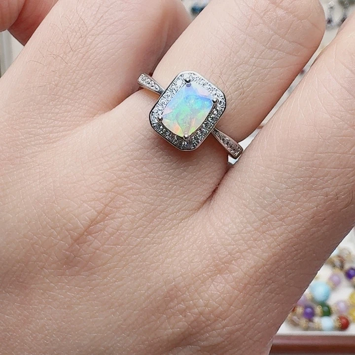 欧泊戒指银S925镶嵌戒指