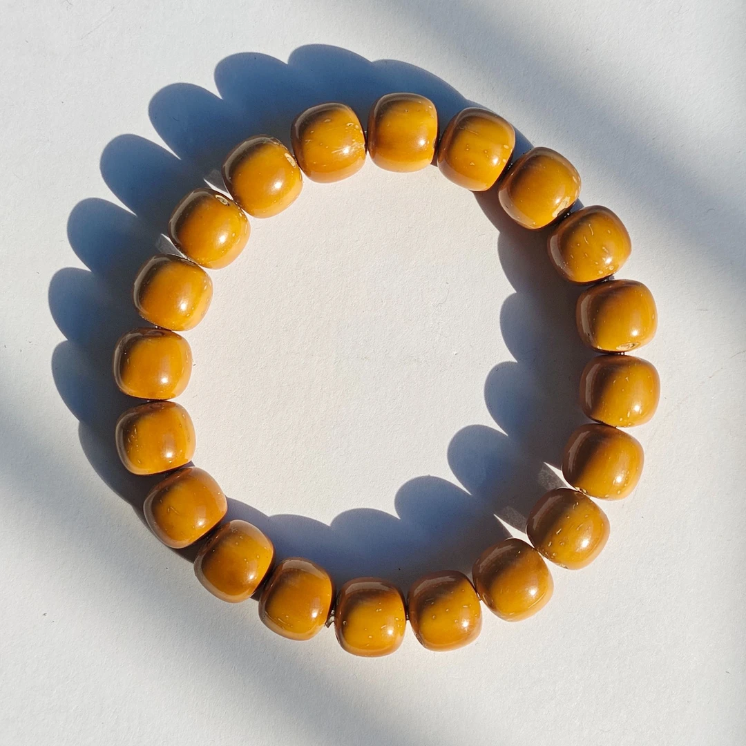 『山雀』紫金鼠黄油黄金甲老型手串桶珠文玩高油高密半实心纯天然