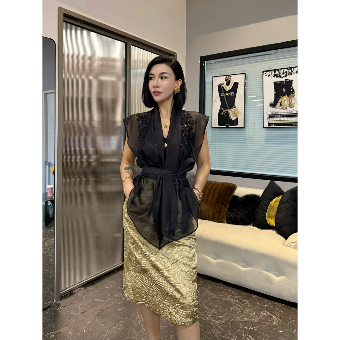 SONG-原创【上衣-镜中仙影】夏季新款气质时尚重工浪漫马甲设计款