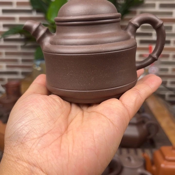 茶壶紫砂竹鼎青灰紫泥200毫升微暇