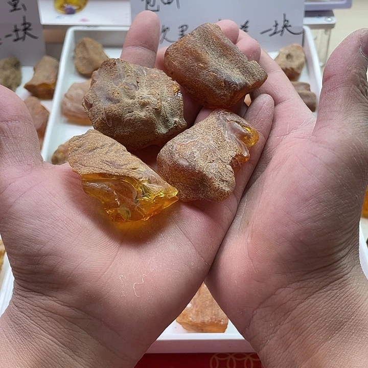 虎***虎定制琥珀未镶嵌天然琥珀蜜蜡