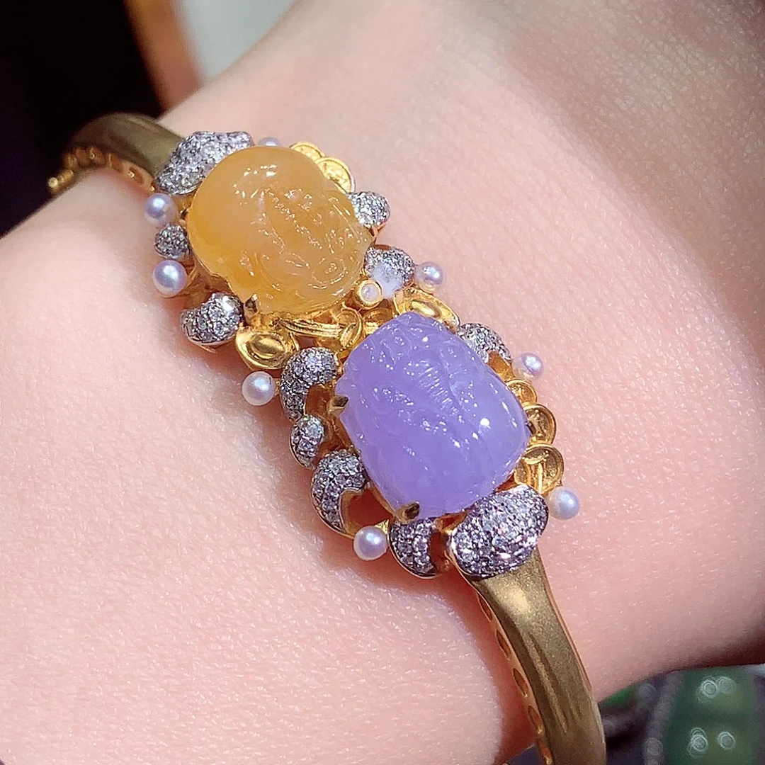 翡翠18K金镶嵌吊坠(不含链)