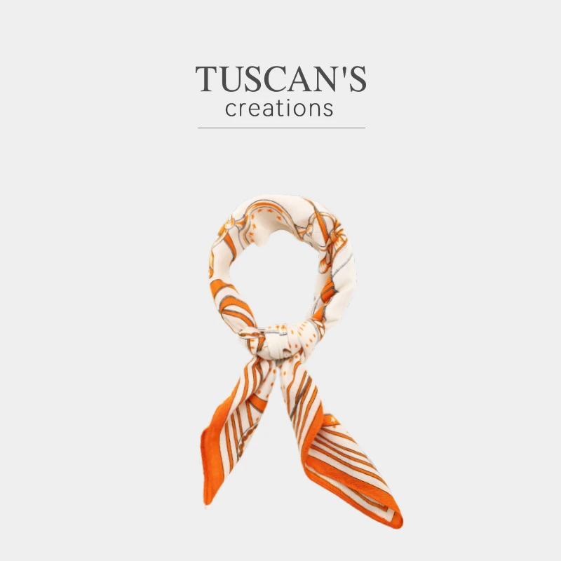 TUSCAN'S CREATIONS新品印花亮色夏季百搭女士方巾丝巾