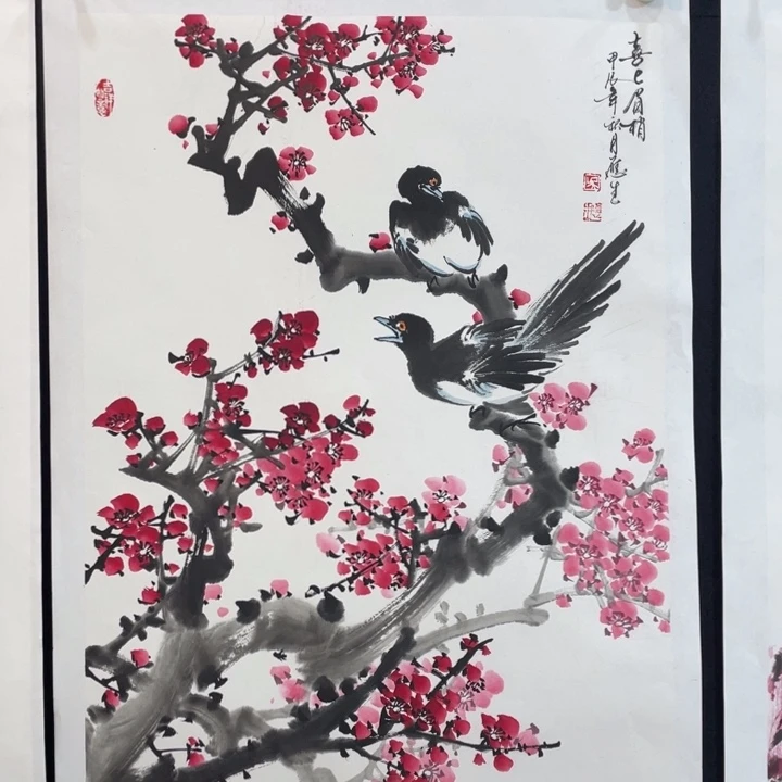 国画四尺三开作品