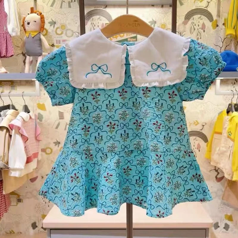 云朵女童清爽大领子可爱连衣裙03068