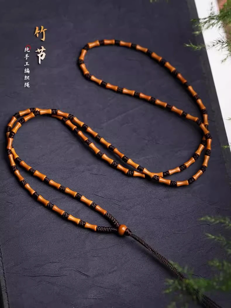 纯手工竹节项链绳玉佩黄金细款精编挂绳橄榄核挂件绳手编绳佛头绳