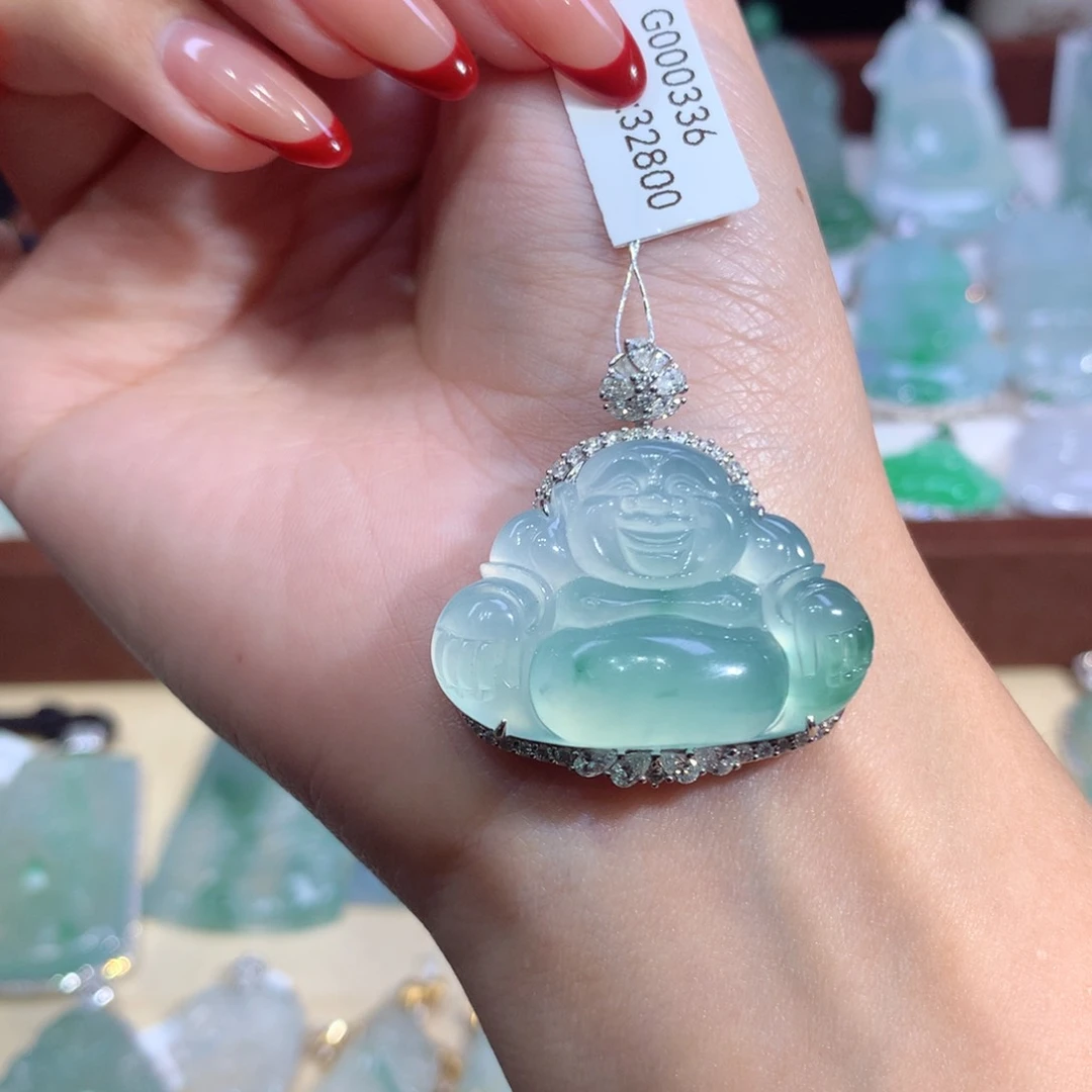 吊坠(不含链)18K金镶嵌翡翠