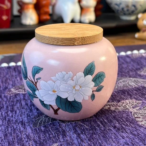 【粉汝白山茶茶叶罐】便携式茶叶密封罐家用防潮小茶罐