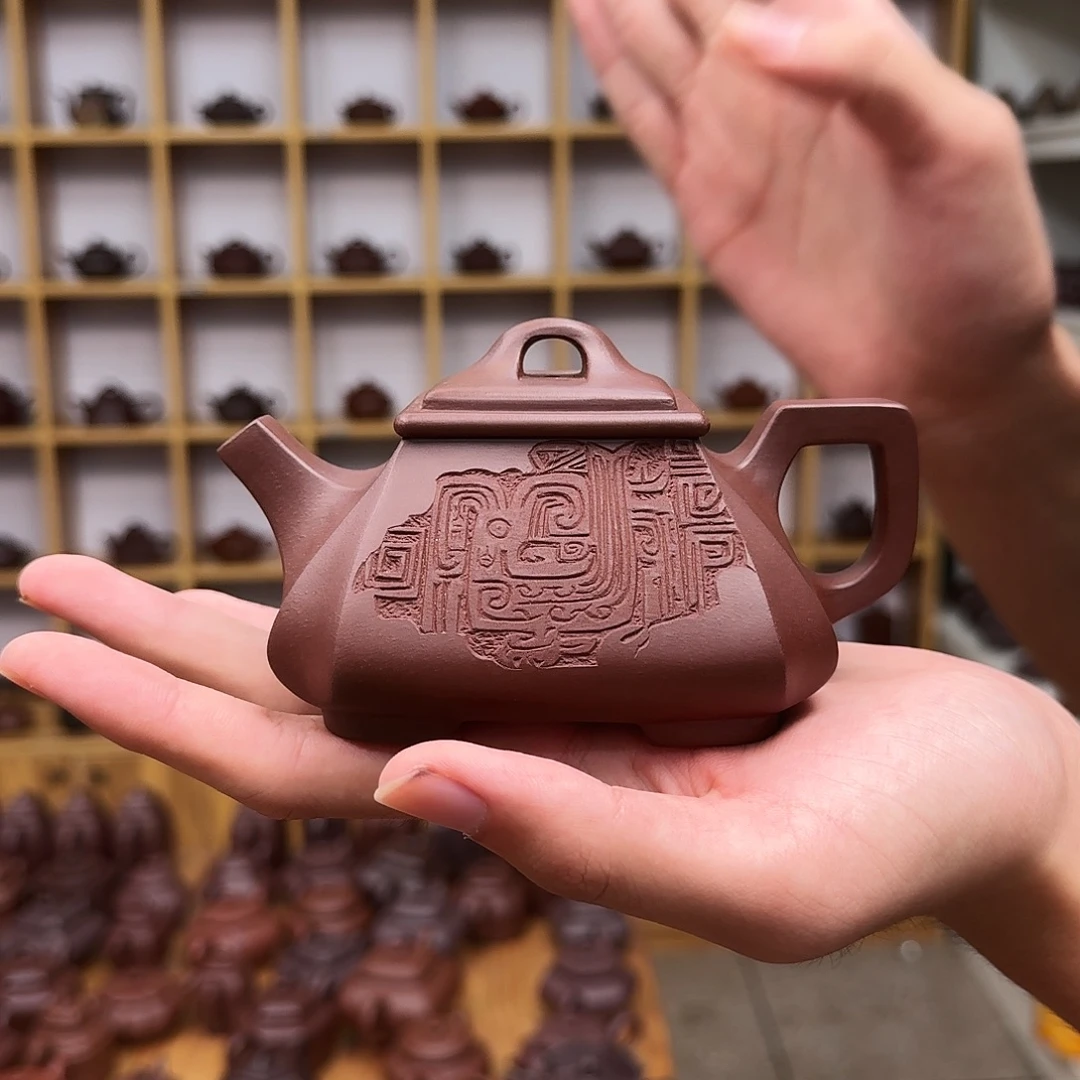 紫砂茶壶四方抽角石瓢260cc