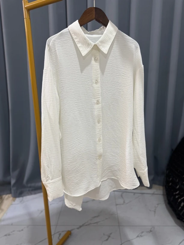 4580春季新品高品质单色冰凉坠感宽松休闲衬衫