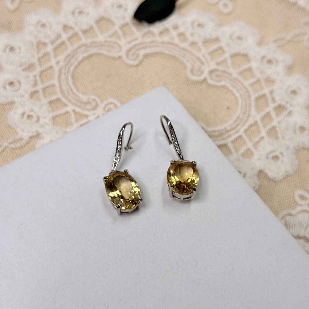 【六六中古】孤品精美黄水晶耳环ap6865