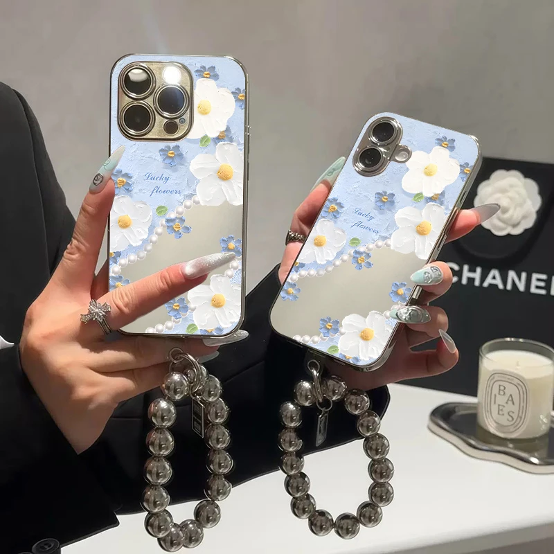 花朵镜面手机壳精孔镜头保护女防摔适用于苹果红米vivo华为小米