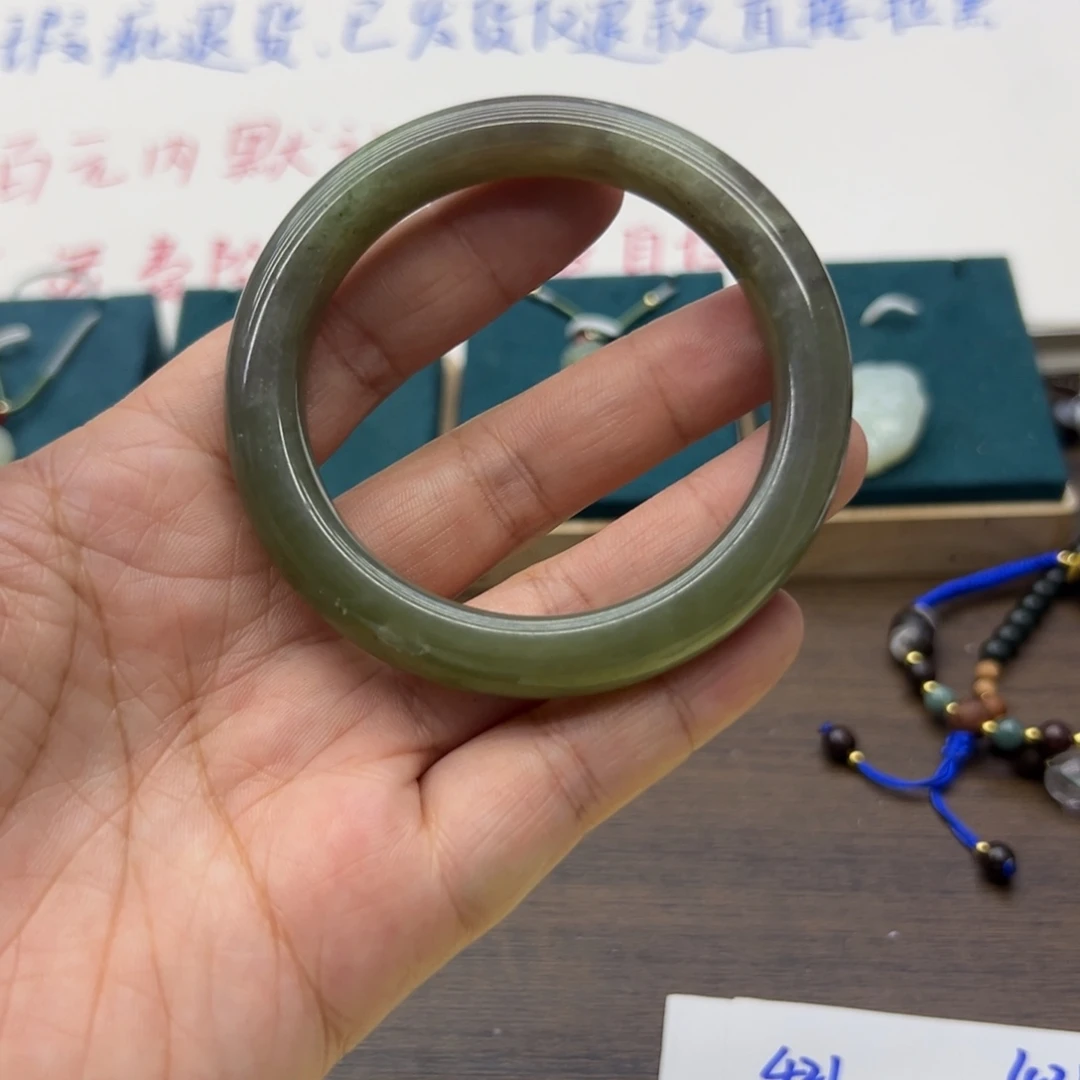 和田玉未镶嵌手镯56.4圈围416